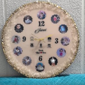 Resin Art Wall Clock - Baby's 12 Month