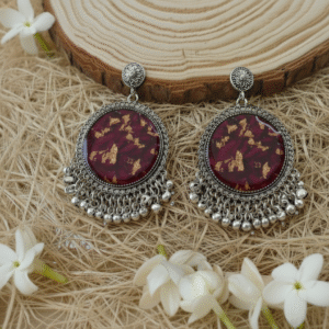 Rose Petals Oxidized Resin Jhumka Earrings