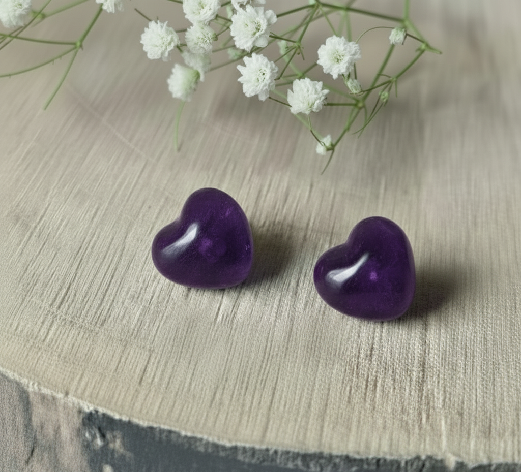 Heart Resin Stud Earrings - Image 3