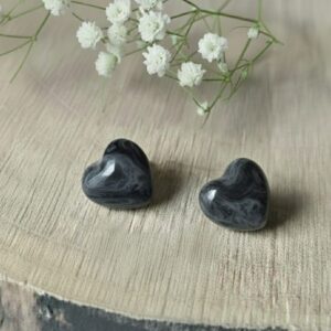 Marble Heart Resin Stud Earrings