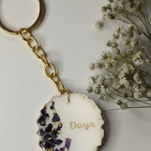 Floral Name Resin Keychain