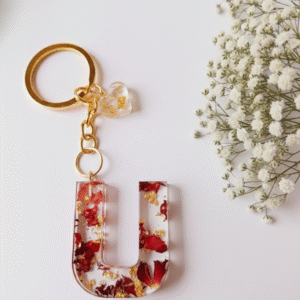 Pure Rose Petal Resin Keychain